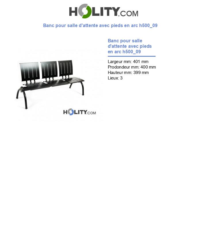 Banc pour salle d'attente avec pieds en arc h500_09