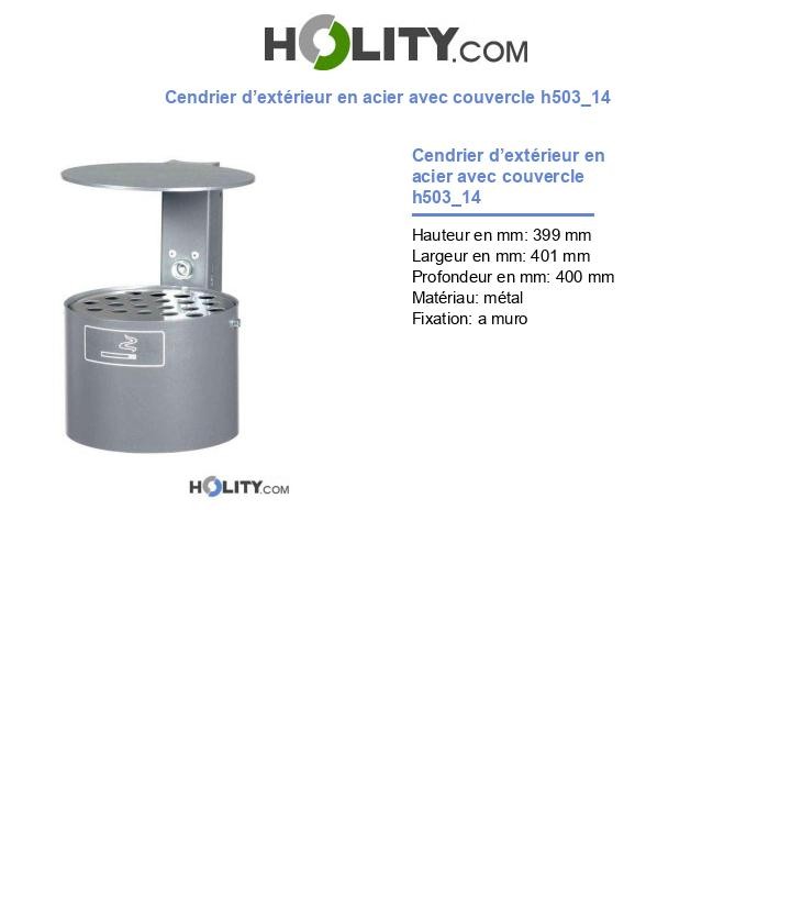 Cendrier d’extérieur en acier avec couvercle h503_14