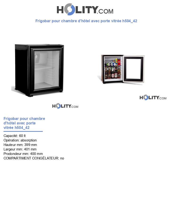 Frigobar pour chambre d'hôtel avec porte vitrée h504_42