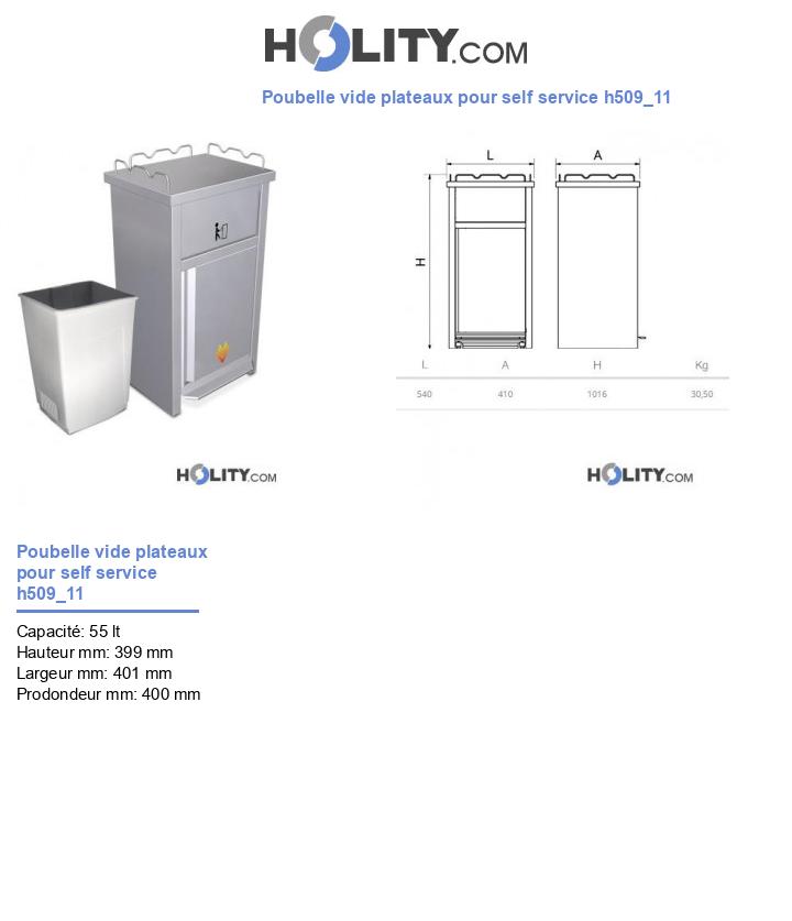 Poubelle vide plateaux pour self service h509_11