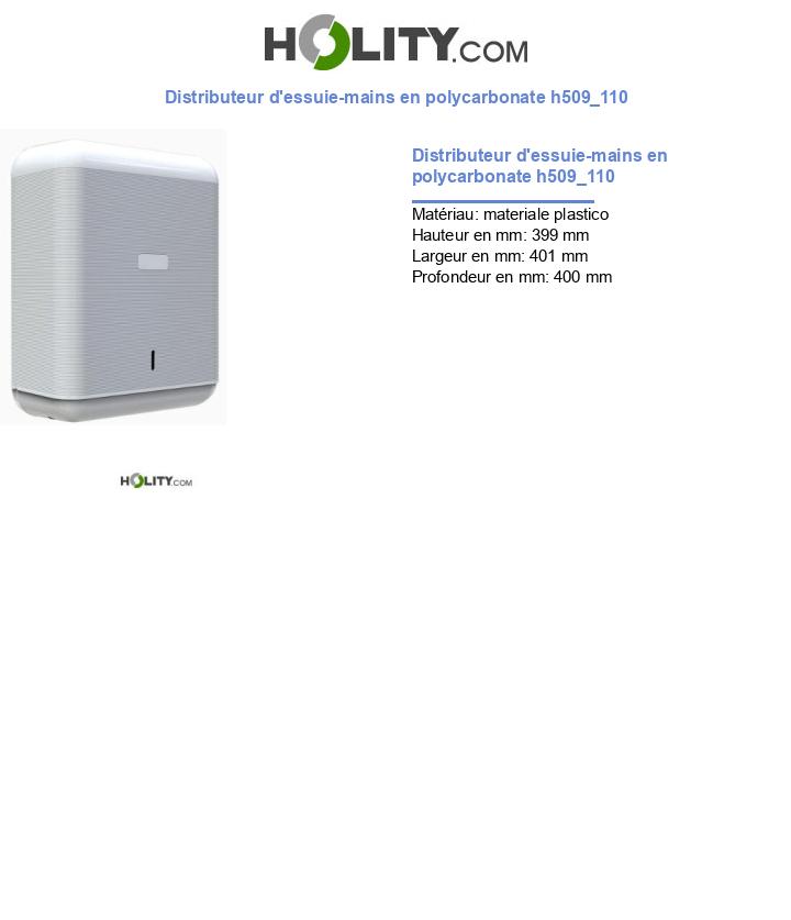 Distributeur d'essuie-mains en polycarbonate h509_110