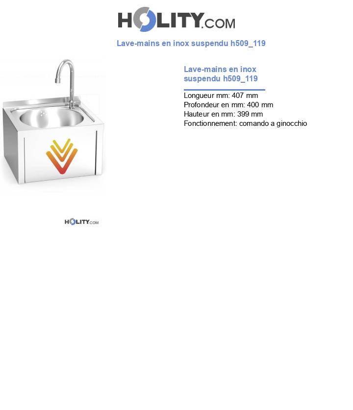 Lave-mains en inox suspendu h509_119