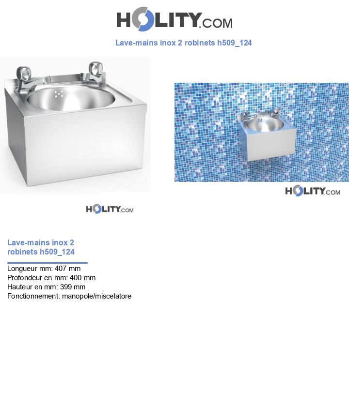 Lave-mains inox 2 robinets h509_124