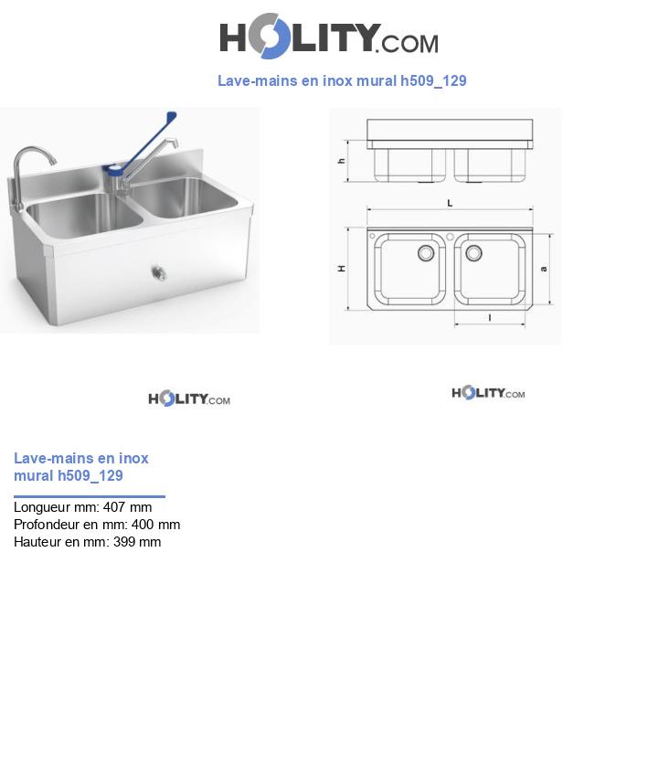 Lave-mains en inox mural h509_129