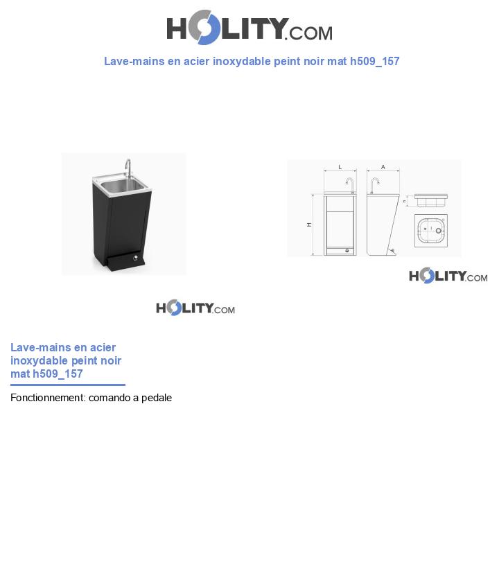 Lave-mains en acier inoxydable peint noir mat h509_157