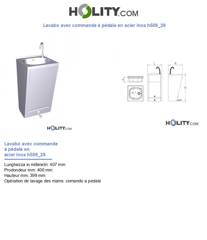 Lavabo avec commande à pédale en acier inox h509_29