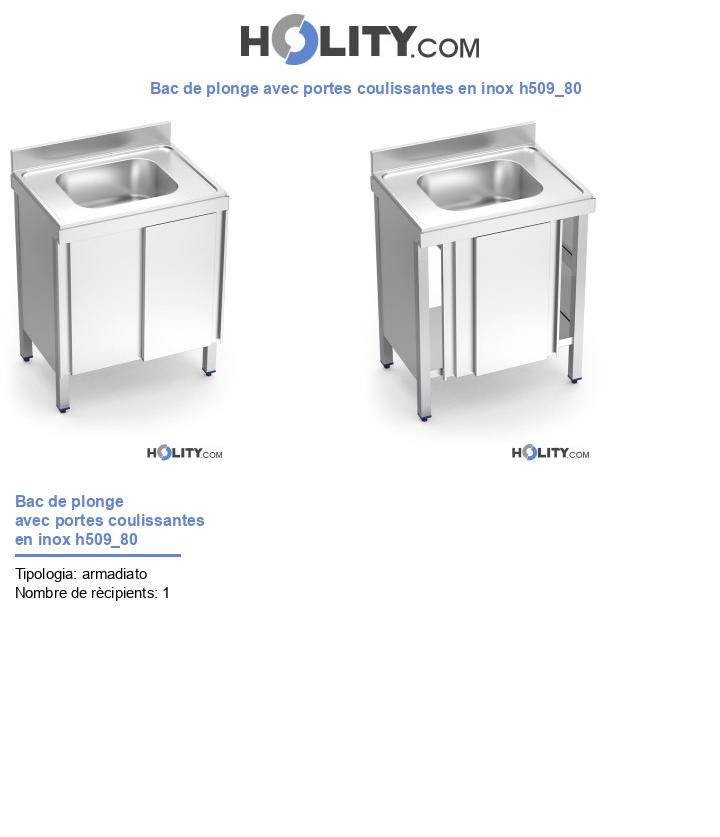 Bac de plonge avec portes coulissantes en inox h509_80