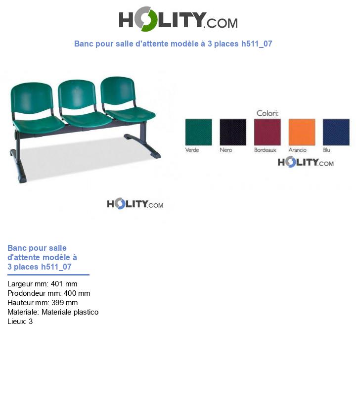 Banc pour salle d'attente modèle à 3 places h511_07