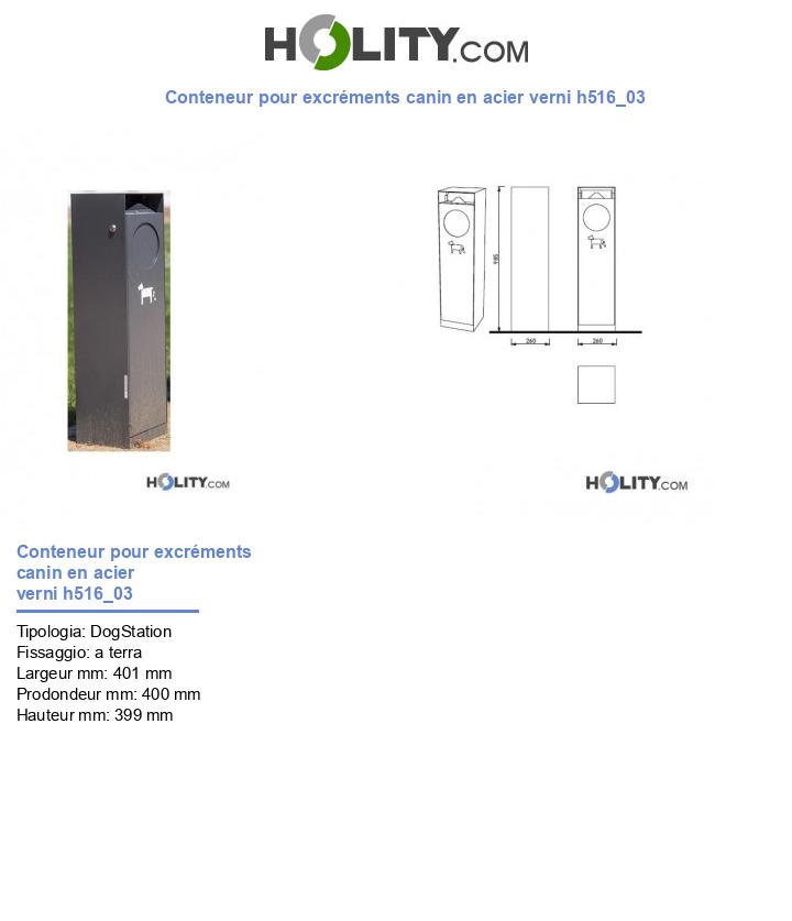 Conteneur pour excréments canin en acier verni h516_03