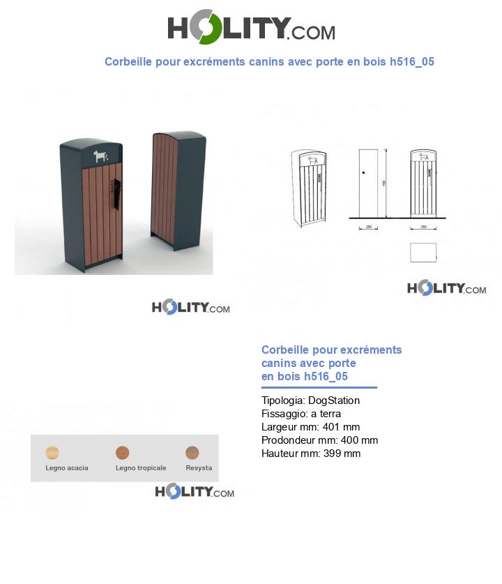 Corbeille pour excréments canins avec porte en bois h516_05