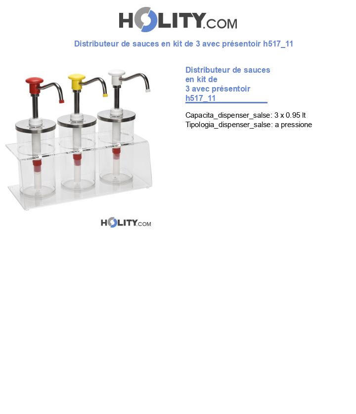 Distributeur de sauces en kit de 3 avec présentoir h517_11