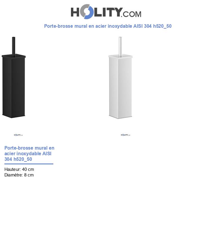 Porte-brosse mural en acier inoxydable AISI 304 h520_50