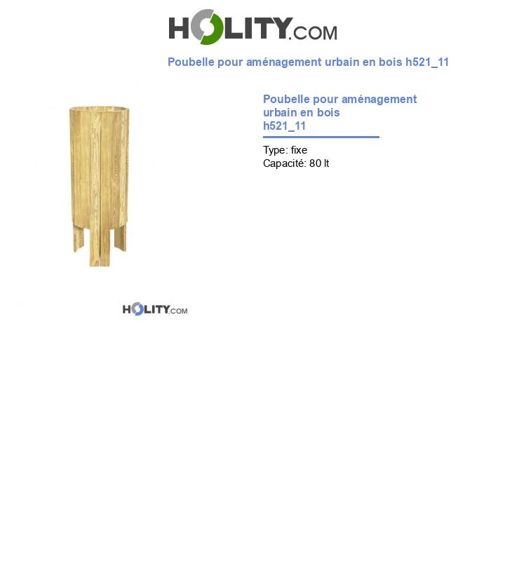 Poubelle pour aménagement urbain en bois h521_11