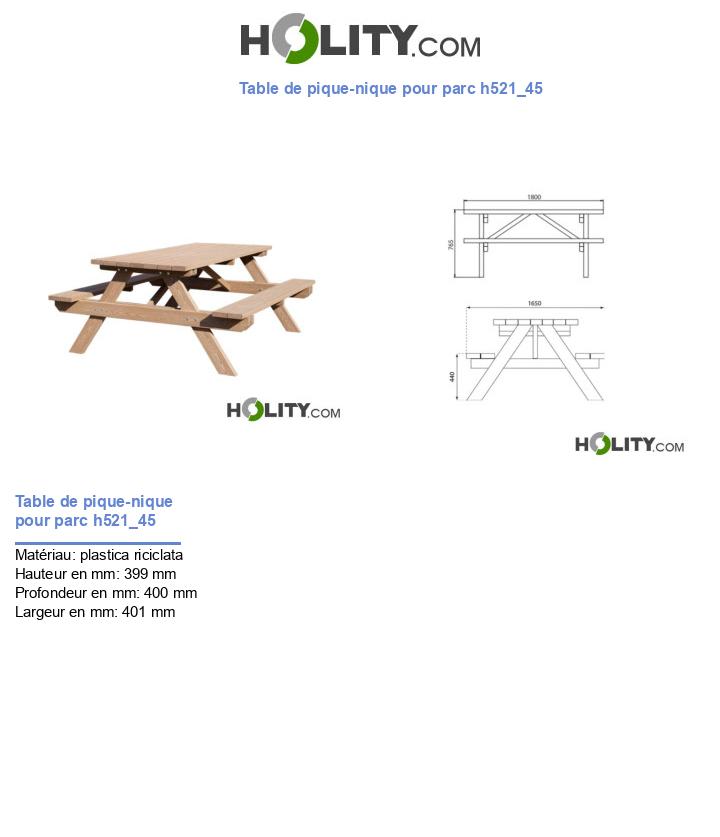 Table de pique-nique pour parc h521_45