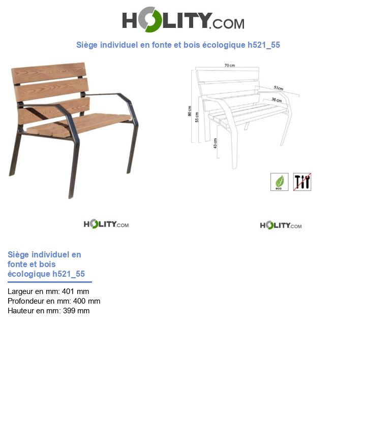 Siège individuel en fonte et bois écologique h521_55