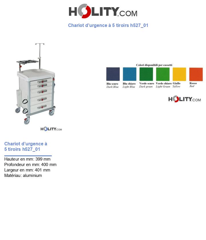 Chariot d’urgence à 5 tiroirs h527_01