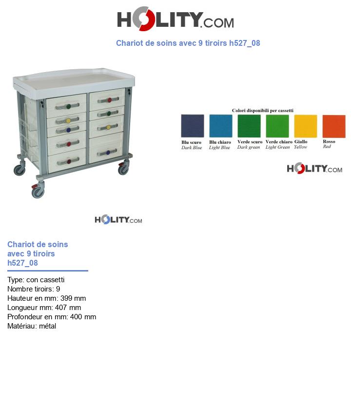 Chariot de soins avec 9 tiroirs h527_08