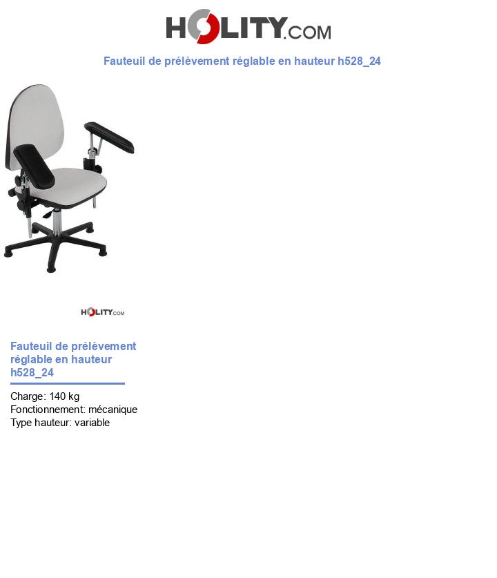 Fauteuil de prélèvement réglable en hauteur h528_24