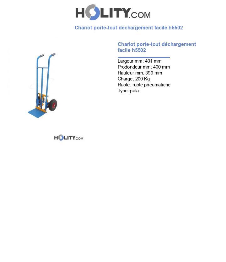 Chariot porte-tout déchargement facile h5502