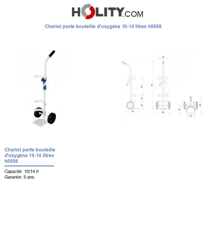 Chariot porte bouteille d'oxygène 10-14 litres h5508