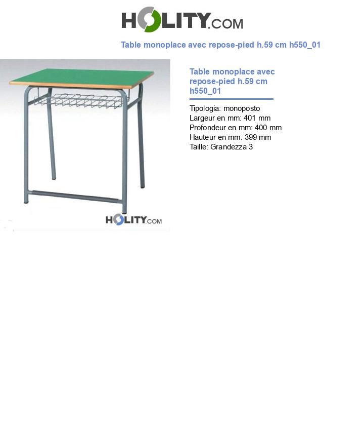 Table monoplace avec repose-pied h.59 cm h550_01