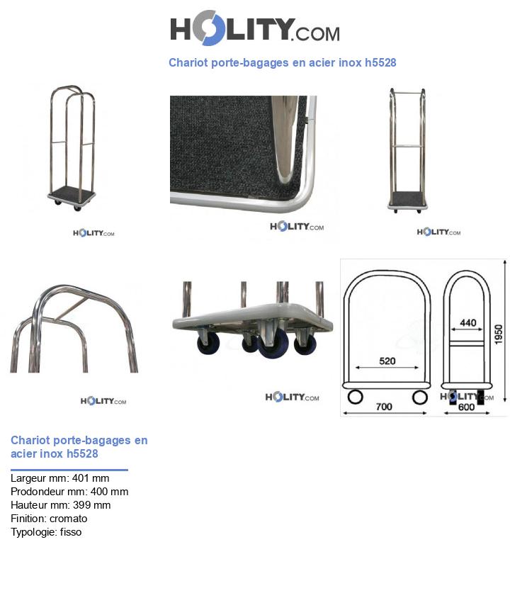 Chariot porte-bagages en acier inox h5528