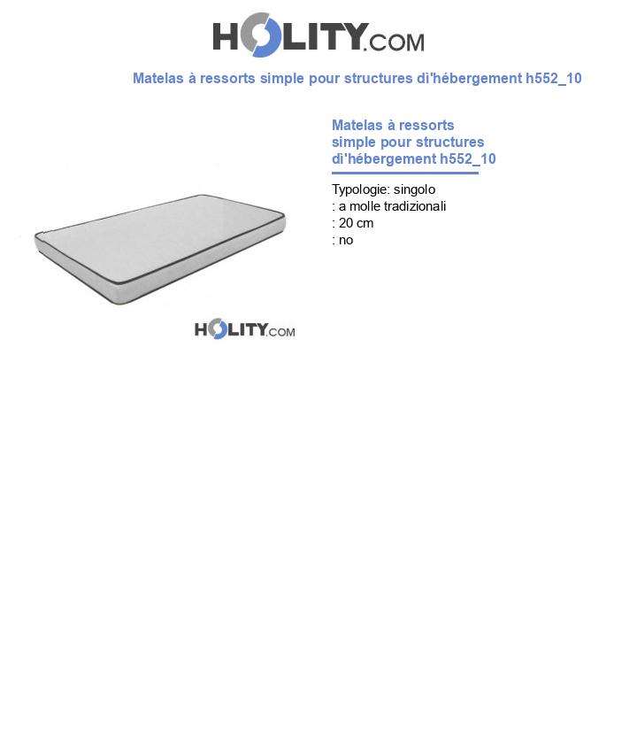 Matelas à ressorts simple pour structures dì'hébergement h552_10