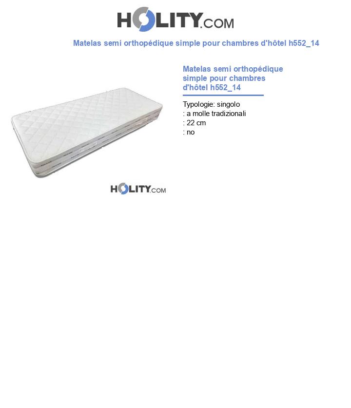 Matelas semi orthopédique simple pour chambres d'hôtel h552_14