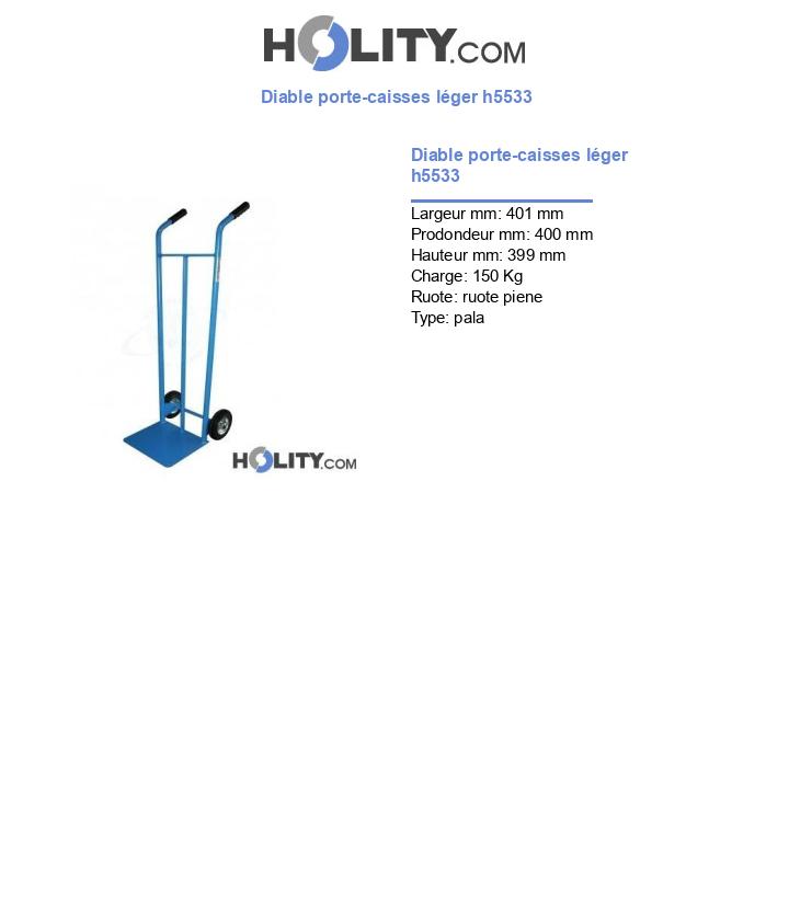 Diable porte-caisses léger h5533