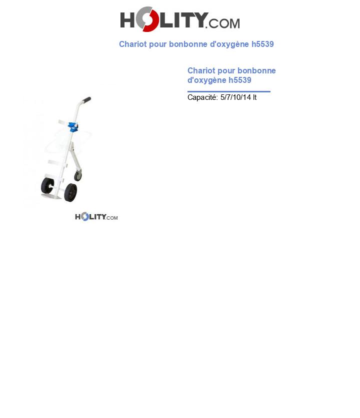 Chariot pour bonbonne d'oxygène h5539