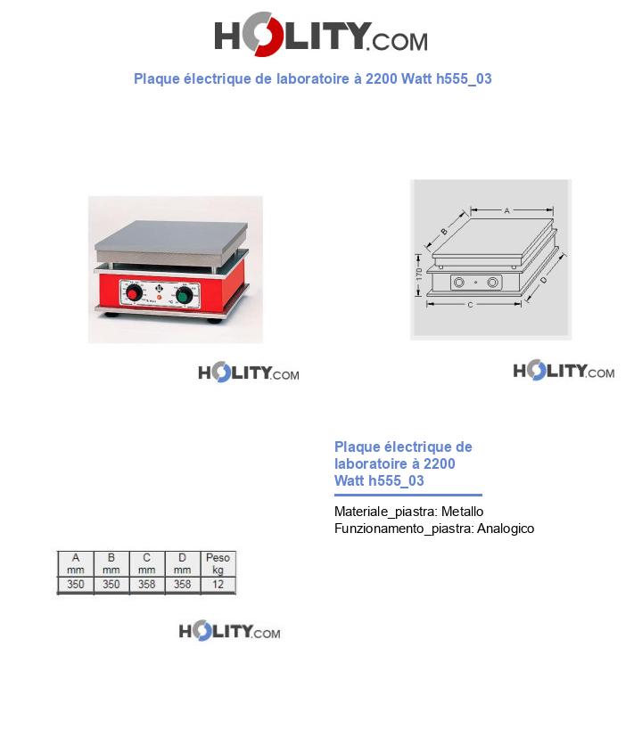 Plaque électrique de laboratoire à 2200 Watt h555_03