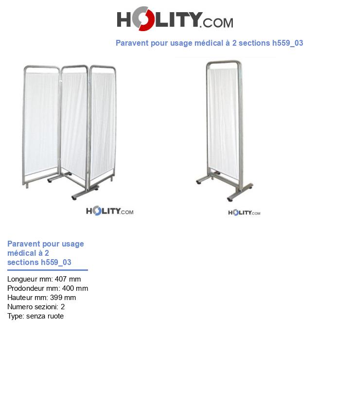 Paravent pour usage médical à 2 sections h559_03