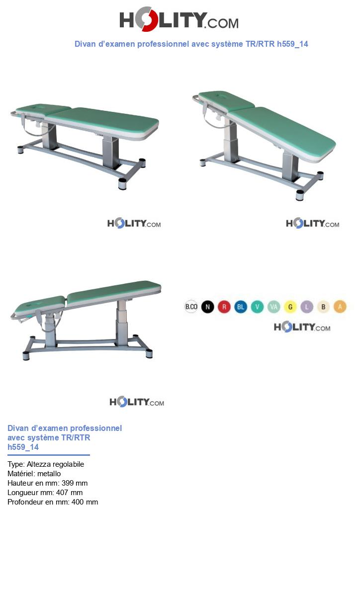 Divan d’examen professionnel avec système TR/RTR h559_14