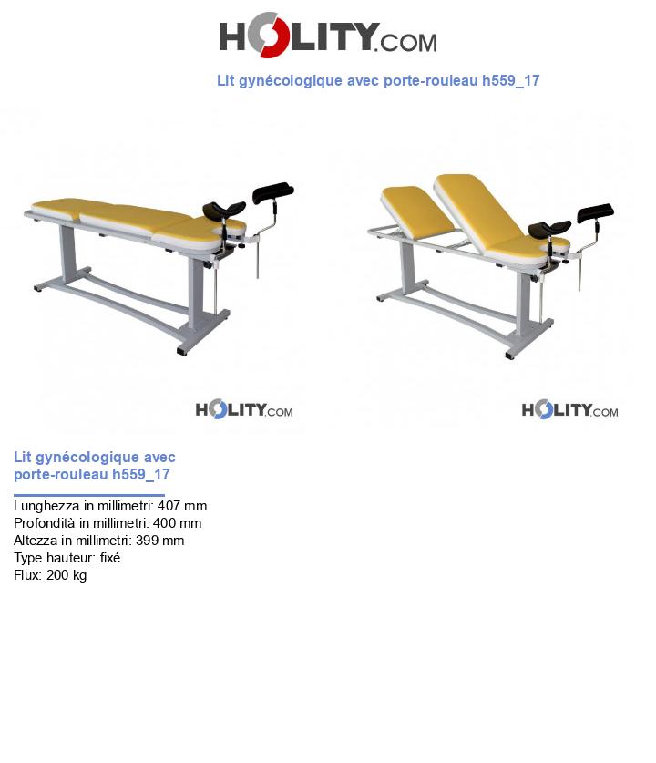 Lit gynécologique avec porte-rouleau h559_17