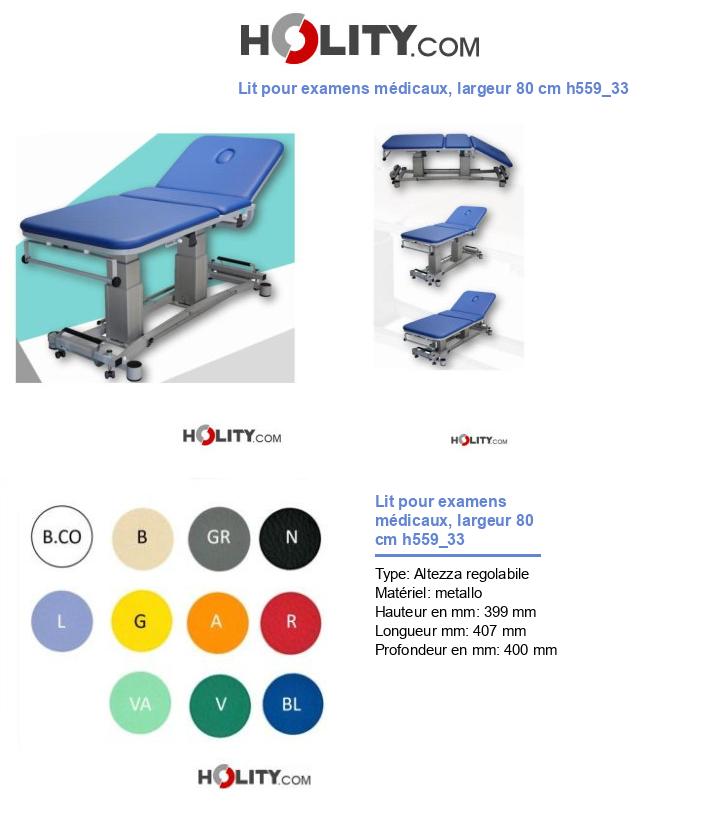 Lit pour examens médicaux, largeur 80 cm h559_33
