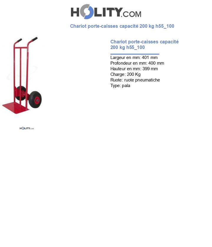 Chariot porte-caisses capacité 200 kg h55_100