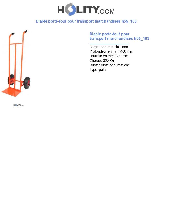 Diable porte-tout pour transport marchandises h55_103