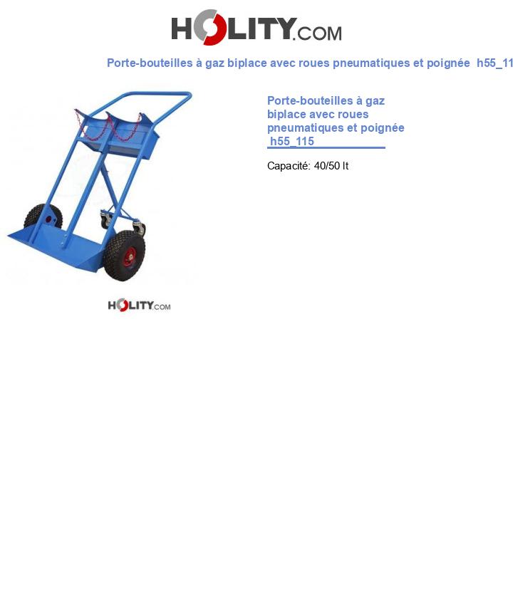 Porte-bouteilles à gaz biplace avec roues pneumatiques et poignée  h55_115