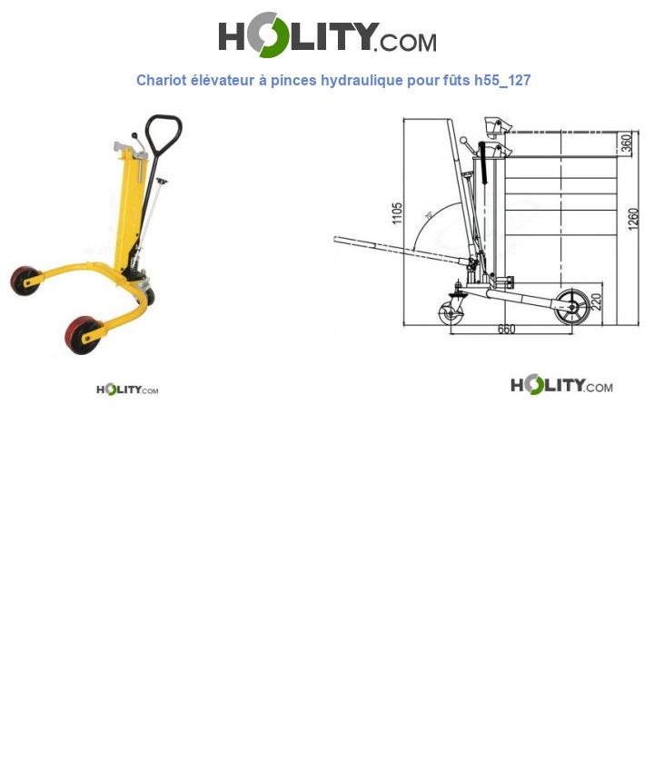 Chariot élévateur à pinces hydraulique pour fûts h55_127