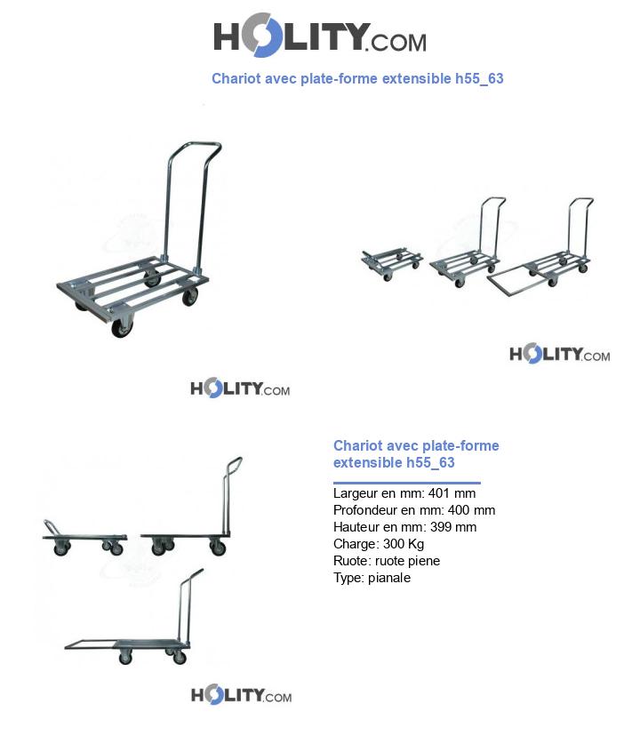 Chariot avec plate-forme extensible h55_63