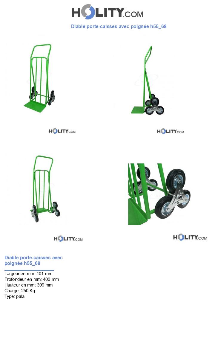 Diable porte-caisses avec poignée h55_68