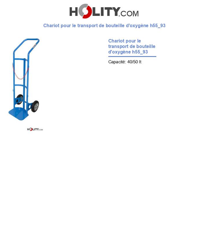 Chariot pour le transport de bouteille d'oxygène h55_93