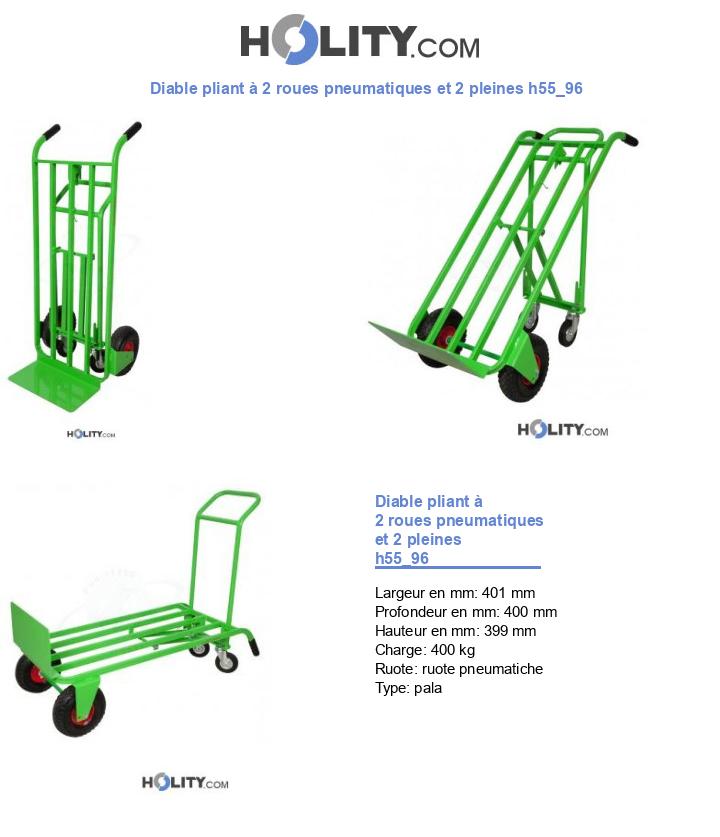 Diable pliant à 2 roues pneumatiques et 2 pleines h55_96