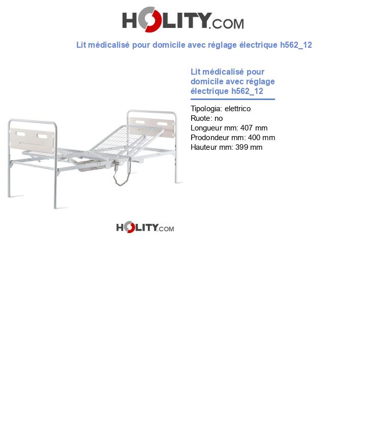 Lit médicalisé pour domicile avec réglage électrique h562_12