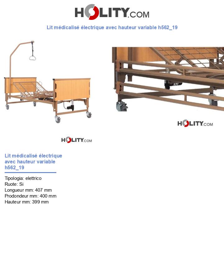 Lit médicalisé électrique avec hauteur variable h562_19