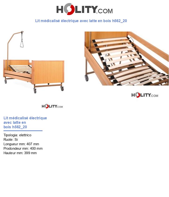 Lit médicalisé électrique avec latte en bois h562_20