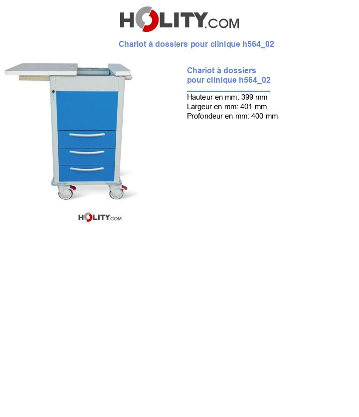 Chariot à dossiers pour clinique h564_02