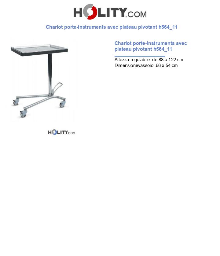 Chariot porte-instruments avec plateau pivotant h564_11