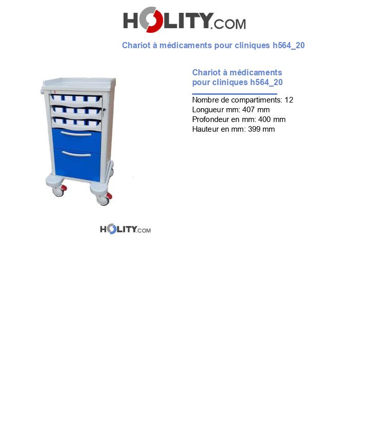Chariot à médicaments pour cliniques h564_20