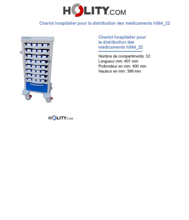 Chariot hospitalier pour la distribution des médicaments h564_22